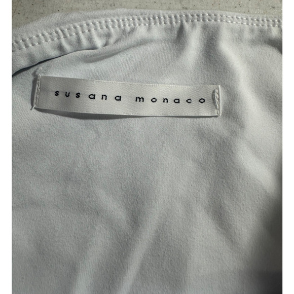 Susana Monaco Strapless Cuffed Ankle Jumpsuit in Sugar (White) Size L Nylon D48 - Picture 6 of 9